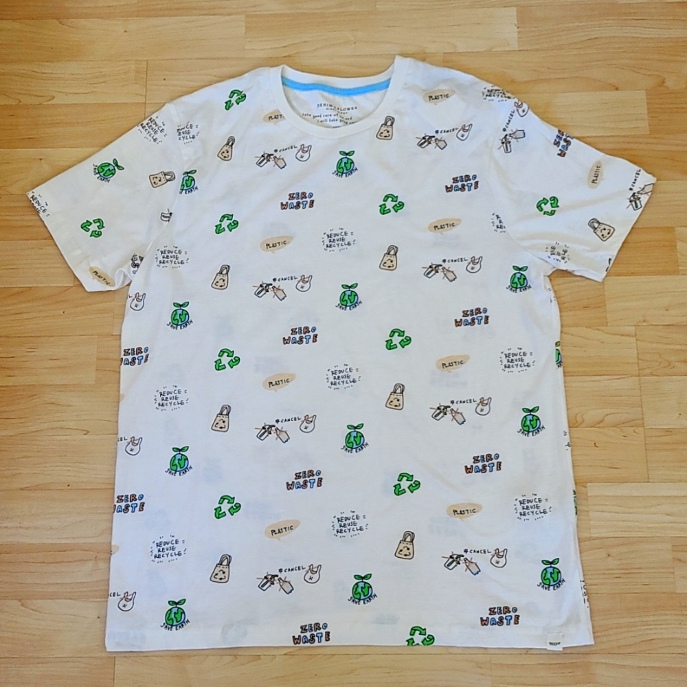 Denim & Flower Ricky Singh Eco Proud T-Shirt Reduce Reuse Recycle Tee Mens L